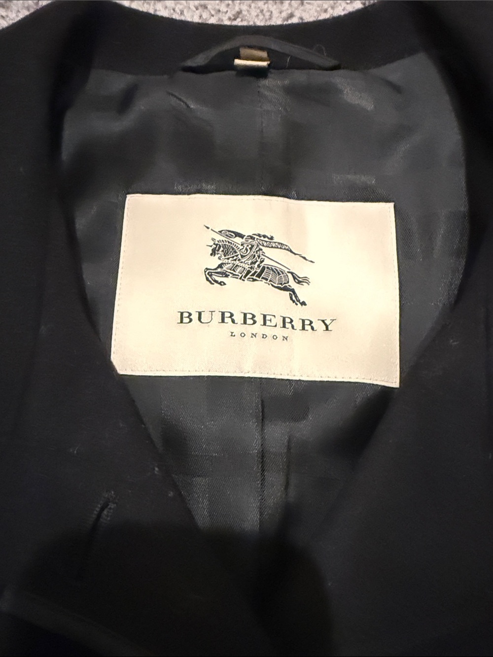 Burberry London Classic Black Wool / Cashmere Belted Trench Coat Size 12 - Picture 4 of 13